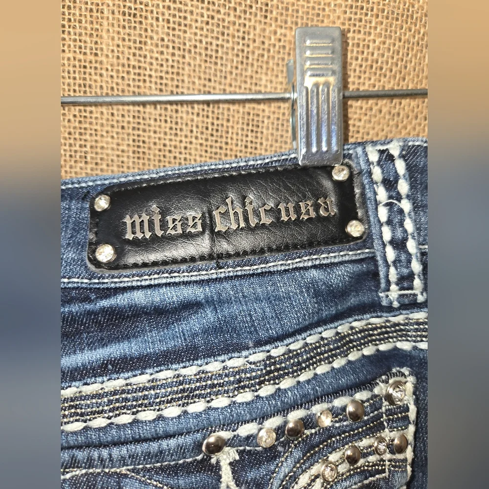 Women's Miss Chic Usa Stylish Blue Women's Jean Capris Bling Size 5 - Picture 14 of 16